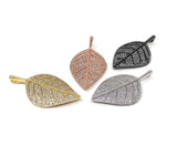 CZ Micro Pave Leaf Pendant, Jewelry Supplies, Jewelry Findings, CZ Pendant, Micro Pave Pendants, DIY Jewelry, 1 Pc
