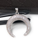 CZ Micro Pave Double Horn Pendant, Moon Crescent Pendants, Jewelry Supplies, Jewelry Findings, Micro Pave Pendants, DIY Jewelry, 1 Pc