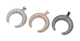 CZ Micro Pave Double Horn Pendant, Moon Crescent Pendants, Jewelry Supplies, Jewelry Findings, Micro Pave Pendants, DIY Jewelry, 1 Pc