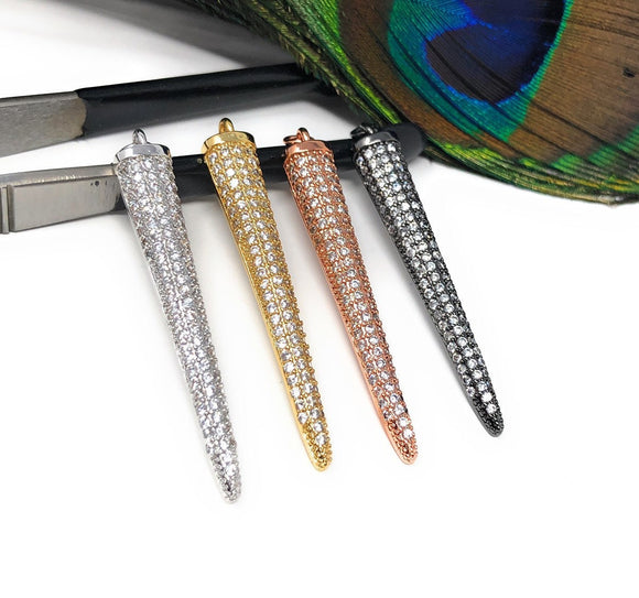 CZ Micro Pave Spike Charm, Pave Charm, Jewelry Supplies, DIY Jewelry, Micro Pave Charm, Dagger Charm, Spike Charms, 1 Pc