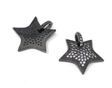 CZ Micro Pave Star Pendant, Gun Metal Plated Star Pendant, Jewelry Supplies, Jewelry Findings, Micro Pave Pendants, DIY Jewelry, 1 Pc