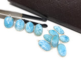 4Pcs Larimar Gemstone Charms, AAA Grade Larimar Sterling Silver Charms, Bulk Wholesale Charms, Jewelry Supplies for DIY Jewelry
