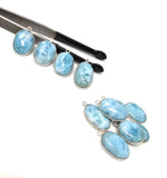 4Pcs Larimar Gemstone Charms, AAA Grade Larimar Sterling Silver Charms, Bulk Wholesale Charms, Jewelry Supplies for DIY Jewelry