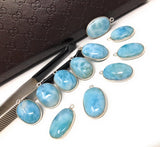 4Pcs Larimar Gemstone Charms, AAA Grade Larimar Sterling Silver Charms, Bulk Wholesale Charms, Jewelry Supplies for DIY Jewelry