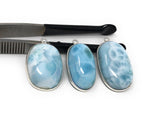 3 Pc Larimar Gemstone Charms, AAA Grade Larimar Sterling Silver Charms, Bulk Wholesale Charms, Jewelry Supplies for DIY Jewelry