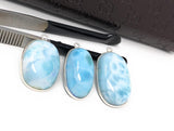 3 Pc Larimar Gemstone Charms, AAA Grade Larimar Sterling Silver Charms, Bulk Wholesale Charms, Jewelry Supplies for DIY Jewelry