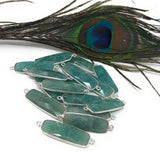 Amazonite Gemstone Bar Connector, Silver Bezel Briolette Connectors, Jewelry Supplies for Jewelry Making, Wholesale Jewelry Findings, 1 Pc