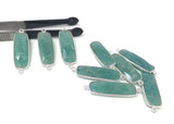 Amazonite Gemstone Bar Connector, Silver Bezel Briolette Connectors, Jewelry Supplies for Jewelry Making, Wholesale Jewelry Findings, 1 Pc
