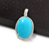 Genuine Sleeping Beauty Turquoise Pave Diamond Pendant, Spiritual Healing Crystal Chakra Gemstone Jewelry, December Birthstone Pendant Gift