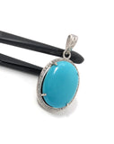 Genuine Sleeping Beauty Turquoise Pave Diamond Pendant, Spiritual Healing Crystal Chakra Gemstone Jewelry, December Birthstone Pendant Gift