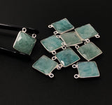 Sterling Silver Amazonite Gemstone Connector, Bulk Charms, Jewelry Supplies for Jewelry Making, Wholesale Jewelry Findings, 1 Pc