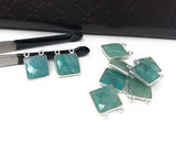 Sterling Silver Amazonite Gemstone Connector, Bulk Charms, Jewelry Supplies for Jewelry Making, Wholesale Jewelry Findings, 1 Pc