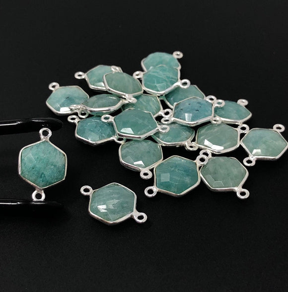 Sterling Silver Amazonite Gemstone Connector, Briolette Connectors, Jewelry Supplies for Jewelry Making, Wholesale Jewelry Findings, 1 Pc