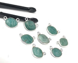Sterling Silver Amazonite Gemstone Connector, Bulk Charms, Jewelry Supplies for Jewelry Making, Wholesale Jewelry Findings, 1 Pc