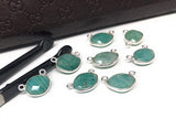 15mm x 10mm Amazonite gemstone connector with silver loops at both ends