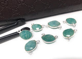 Marquise Shape Amazonite connector faceted on both sides and framed in sterling silver