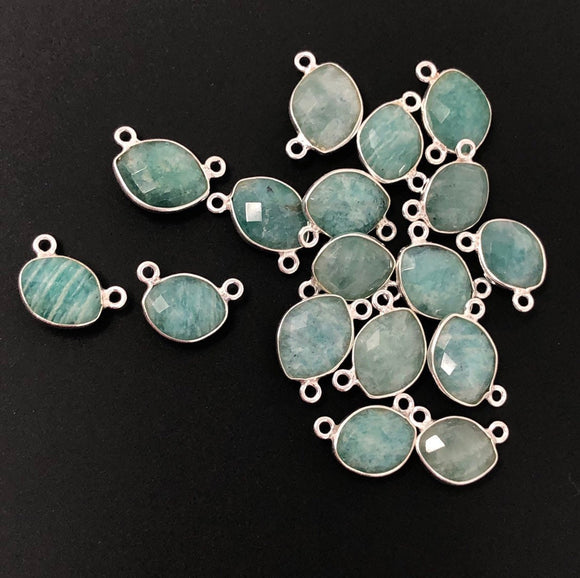 Sterling Silver Amazonite Gemstone Connector, Bulk Charms, Jewelry Supplies for Jewelry Making, Wholesale Jewelry Findings, 1 Pc