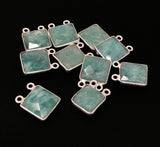 9 Pcs Sterling Silver Amazonite Gemstone Connector, Bulk Charms, Jewelry Supplies for Jewelry Making, Wholesale Jewelry Findings