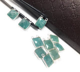 9 Pcs Sterling Silver Amazonite Gemstone Connector, Bulk Charms, Jewelry Supplies for Jewelry Making, Wholesale Jewelry Findings