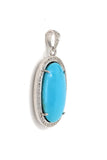 Turquoise Diamond Pendant, Silver Sleeping Beauty Turquoise Gemstone Chakra Healing Jewelry, Spiritual Crystal December Birthstone Jewelry