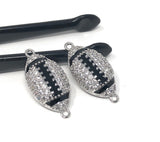 CZ Micro Pave Rugby Enamel Connector, Pave Findings, Pave Connectors, Jewelry Findings, Jewelry Supplies for DIY Jewelry Making, 1 Pc