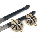 CZ Micro Pave Basketball Connector, Pave Findings, Pave Connectors, Jewelry Findings, Jewelry Supplies for DIY Jewelry Making, 1 Pc