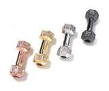 Pave Dumbbell Beads, CZ Micro Pave Fitness Dumbbell Connector Beads, Jewelry Supplies, Jewelry Findings for DIY Jewelry Making, 23mmX7mm