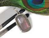 Labradorite Pendant, Gemstone Pendant, Diamond Pendant, Sterling Silver Pave Diamond Jewelry, Purple Flash Labradorite, Gifts for Her