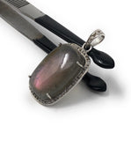 Labradorite Pendant, Gemstone Pendant, Diamond Pendant, Sterling Silver Pave Diamond Jewelry, Purple Flash Labradorite, Gifts for Her
