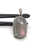 Purple Labradorite Diamond Pendant, Sterling Silver Labradorite Pendant, Spiritual Healing Chakra Balancing Jewelry, Crystal Pendant Gifts