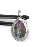 Labradorite Pendant, Gemstone Pendant, Diamond Pendant, Sterling Silver Pave Diamond Jewelry, Purple Flash Labradorite, Gifts for Her