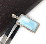 Larimar Gemstone Pendant, Natural Larimar Diamond Pendant, Pave Diamond Pendant, Sterling Silver Jewelry, DIY Pendant