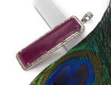 Natural Ruby Diamond Pendant, Gemstone Pendant, Pave Diamond Bar Pendant, Sterling Silver Pendant, Genuine Ruby Jewelry Gifts for Her