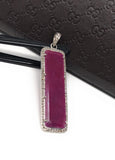 Natural Ruby Diamond Pendant, Gemstone Pendant, Pave Diamond Bar Pendant, Sterling Silver Pendant, Genuine Ruby Jewelry Gifts for Her