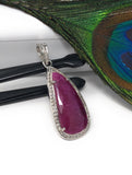 Natural Ruby Diamond Pendant, Sterling Silver Gemstone Pendant, Spiritual Healing Crystal Jewelry, July Birthstone Gifts, Chakra Jewelry
