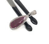 Natural Ruby Diamond Pendant, Gemstone Pendant, Sterling Silver Pendant, Pave Diamond Pendant, Genuine Ruby Jewelry Gifts for Her