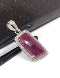 Natural Ruby Diamond Pendant, Gemstone Pendant, Sterling Silver Pendant, Pave Diamond Pendant, Genuine Ruby Jewelry Gifts for Her