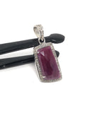 Natural Ruby Diamond Pendant, Gemstone Pendant, Sterling Silver Pendant, Pave Diamond Pendant, Genuine Ruby Jewelry Gifts for Her