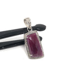 Natural Ruby Diamond Pendant, Gemstone Pendant, Sterling Silver Pendant, Pave Diamond Pendant, Genuine Ruby Jewelry Gifts for Her