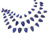 Lapis Lazuli Carved Leaf Gemstone Beads, Natural Gemstone Beads, Beading Supplies for DIY Jewelry Making, Wholesale Bulk Beads, 8" Strand