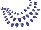Lapis Lazuli Carved Leaf Gemstone Beads, Natural Gemstone Beads, Beading Supplies for DIY Jewelry Making, Wholesale Bulk Beads, 8" Strand