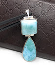 Larimar Pendant, Natural Gemstone Jewelry, Sterling Silver Pendant, Wholesale DIY Jewelry Making Supplies, Gifts for Her, 65mm X 19mm