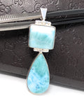 Larimar Pendant, Natural Gemstone Jewelry, Sterling Silver Pendant, Wholesale DIY Jewelry Making Supplies, Gifts for Her, 65mm X 19mm