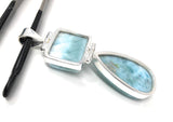 Larimar Pendant, Natural Gemstone Jewelry, Sterling Silver Pendant, Wholesale DIY Jewelry Making Supplies, Gifts for Her, 65mm X 19mm