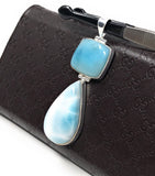 Larimar Pendant, Natural Gemstone Bohemian Jewelry, Sterling Silver Pendant, Wholesale DIY Jewelry Making Supplies, 73mm X 22.25mm