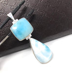 Larimar Pendant, Natural Gemstone Bohemian Jewelry, Sterling Silver Pendant, Wholesale DIY Jewelry Making Supplies, 73mm X 22.25mm