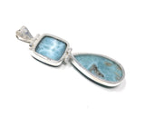 Larimar Pendant, Natural Gemstone Jewelry, Sterling Silver Pendant, Bohemian Jewelry, Jewelry Supplies, Gifts for Her, 73mm X 22.25mm