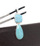 Larimar Pendant, Natural Gemstone Jewelry, Sterling Silver Pendant, Bohemian Jewelry, Jewelry Supplies, Gifts for Her, 73mm X 22.25mm
