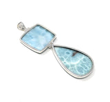 Larimar Pendant, Natural Gemstone Jewelry, Sterling Silver Pendant, Bohemian Jewelry, Jewelry Supplies, Gifts for Her, 88.9mm x 31.75mm