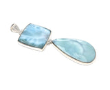 Larimar Pendant, Natural Gemstone Jewelry, Sterling Silver Pendant, Bohemian Jewelry, Jewelry Supplies, Gifts for Her, 88.9mm x 31.75mm